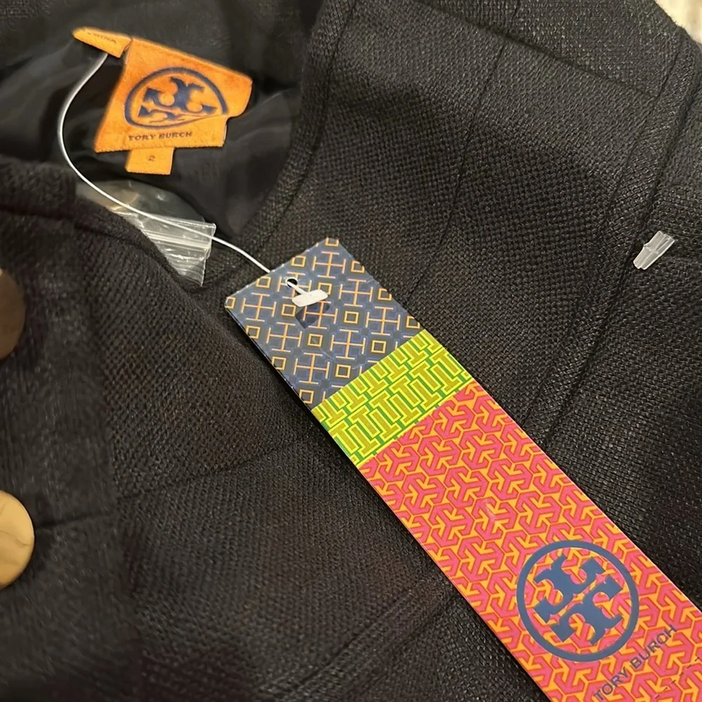 TORY BURCH LINEN BLACK SCHAFER PENCIL SKIRT 2